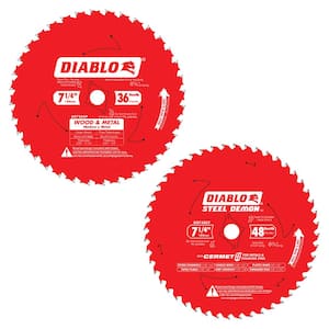 7-1/4 in. x 36-Tooth Wood and Metal and 7-1/4 in. x 48-Tooth Cermet II Metals and Stainless Steel Saw Blades (2-Blades)