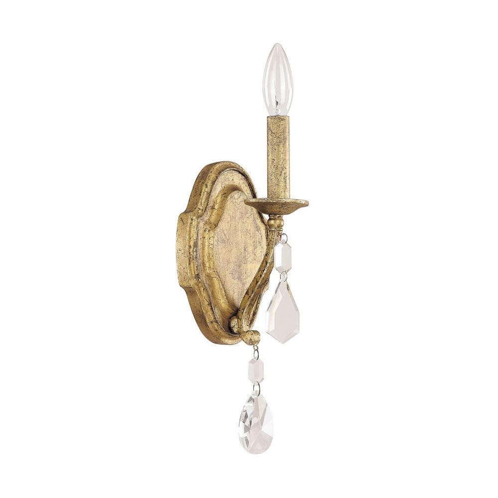 Blakely 5 in. 1-Light Antique Gold Candle Sconce with Crystal Finial price history on PriceWatchPro