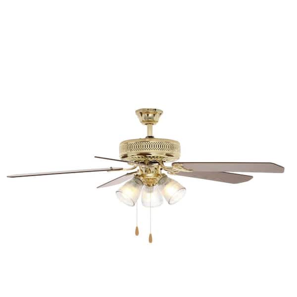 Hampton Bay Landmark Plus 52 in. Indoor Polished Brass Ceiling Fan