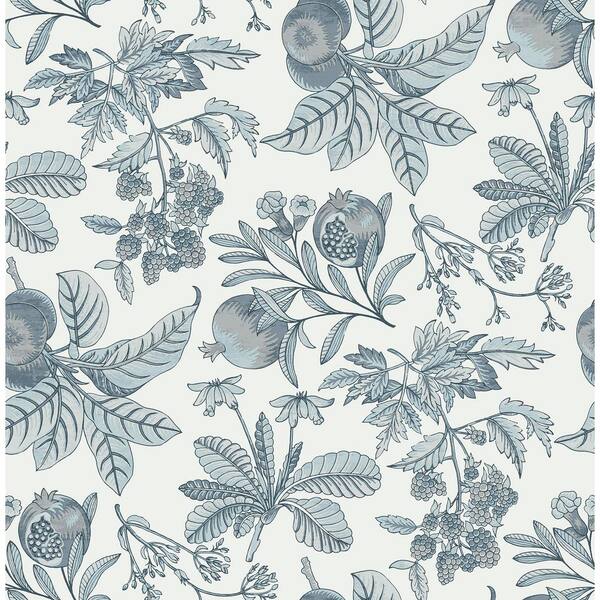 A-Street Prints Cecilia Blue Fruit Matte Non Woven Wallpaper Sample
