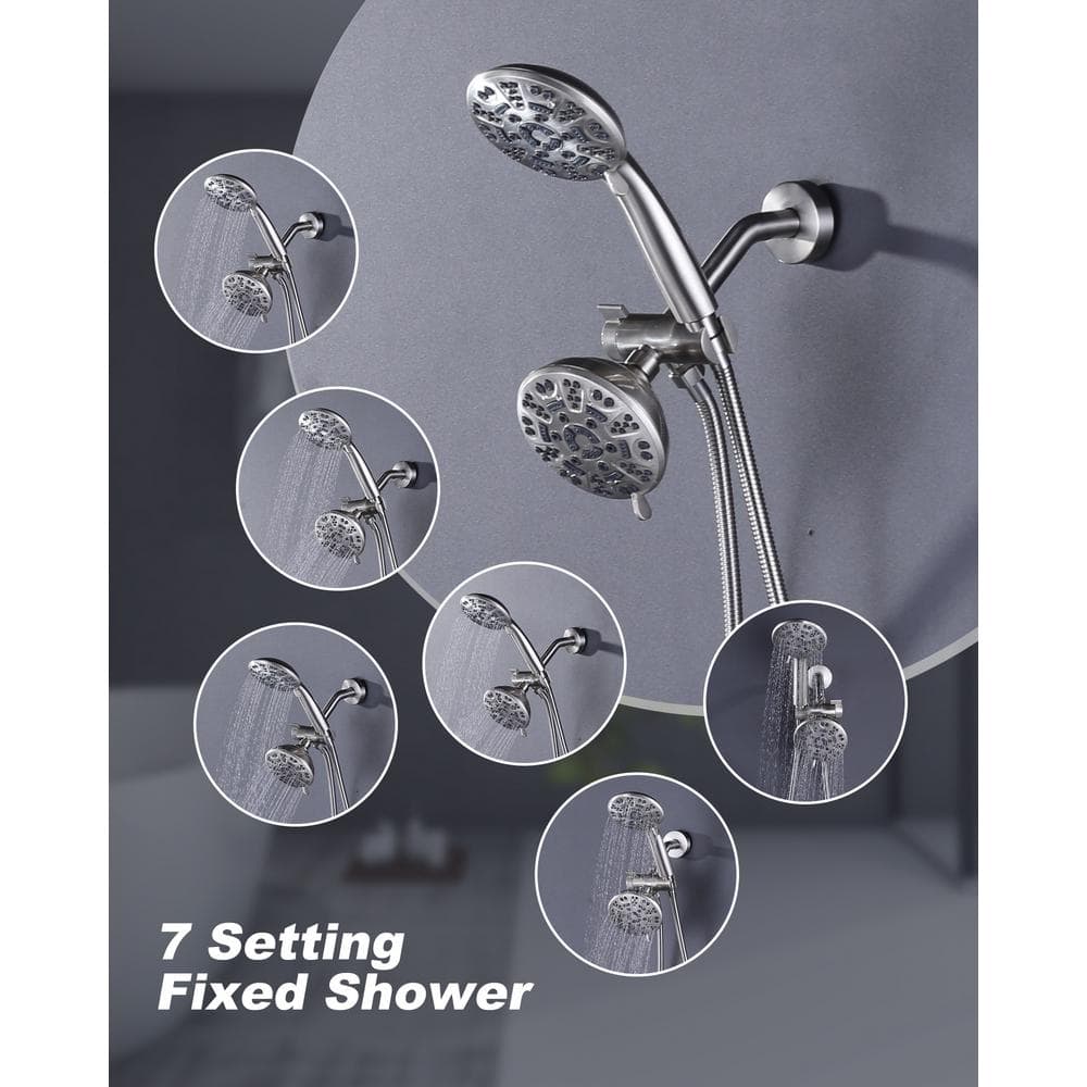 Brushed Nickel 7-Spray Wall Mounted Shower System with Handheld