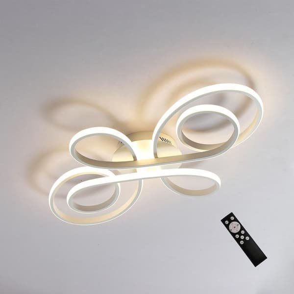 UMEILUCE 31.5 in. 1-Light Modern White Dimmable Integrated LED Flush Mount for Living Dining Room Ceiling Light