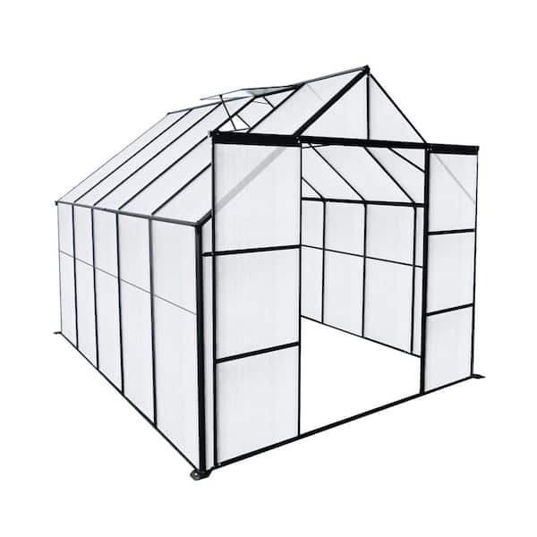 Unbranded 95 in. x 120 in. Greenhouse with Double Sliding Doors Aluminum Roof & Galvanized Base for All-Season Outdoor Gardening