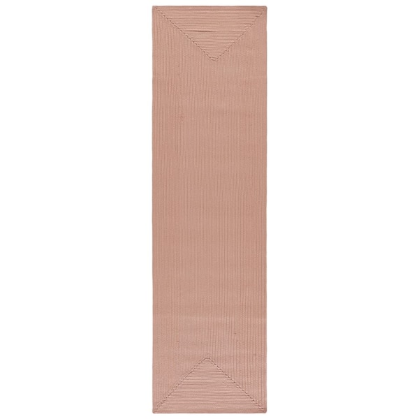 Braided 2 ft. x 8 ft. Peach Concentric Woven Washable Runner Rug