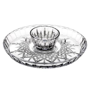Markham 12.5 in. Clear Cut Crystal Round Chip and Dip Server