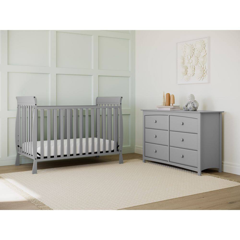 Pebble Gray Double Nursery Dresser with Six Drawers