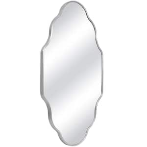 26 in. W x 40 in. H Scalloped Irregular Decorative Wall Mirror Bathroom Vanity Mirror Aluminum Alloy Framed in Silver