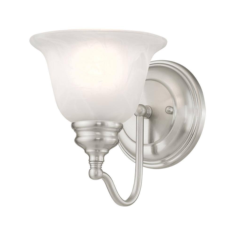 Essex Brushed Nickel 7.5" Dimmable Vanity Light with Alabaster Glass