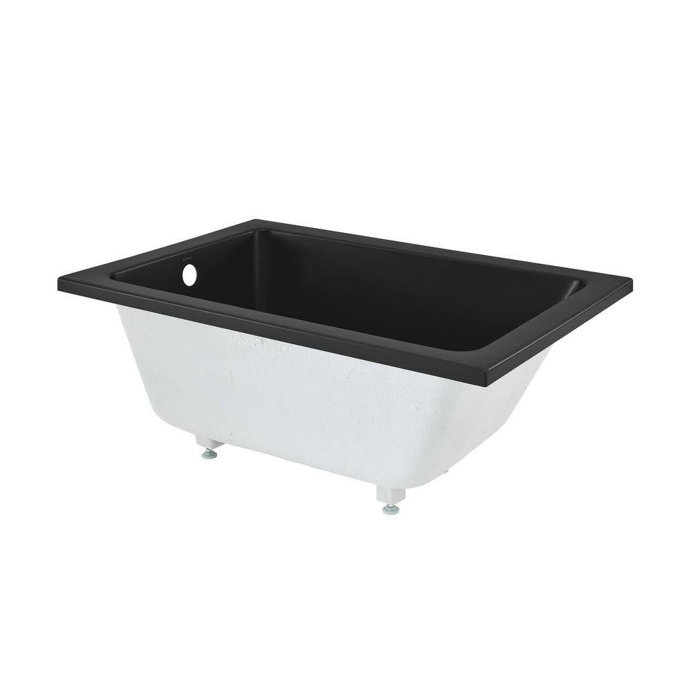 Matte Black Acrylic Drop-In Bathtub with Reversible Drain