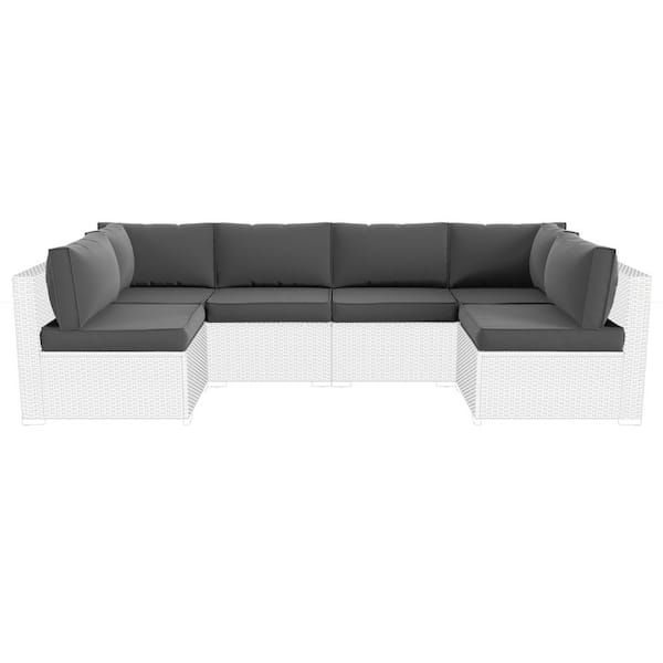 Outdoor 25.7 in. x 4 in. Sectional Cushions Set Seat/Back Gray Cushion