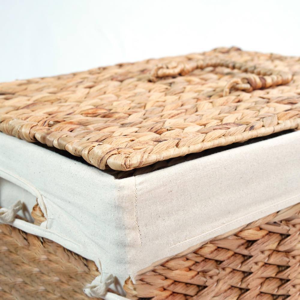 Eco-Friendly Water Hyacinth Wicker Laundry Hamper with Lid
