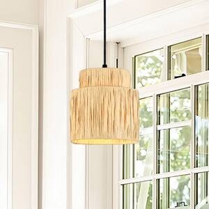 Collision 1-Light Single Drum Wood Island Pendant with Paper Accent