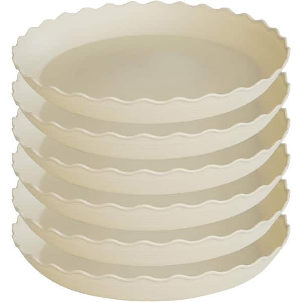 6 Pack Plant Saucer 10 in. Heavy Duty Plastic Plant Saucers, Durable Plant Tray for Pots, Trays for Planter (Beige)
