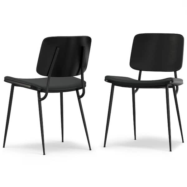 Hayley Modern Urban Dining Chair (Set of 2) in Black Vegan Faux Leather, Fully Assembled