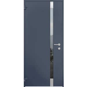 32 in. x 80 in. Left Hand/Outswing Tinted Glass Gray Graphite Steel Prehung Front Door with Hardware