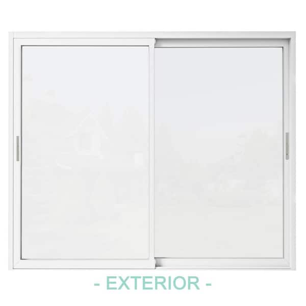 96 in. x 80 in. Matte White Universal Finished Aluminum Multi-Sliding Patio Door with Double Glazed Low-E Glass