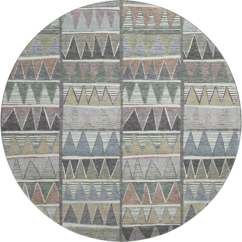 Mayfield Premium Machine Washable Abstract AMF2205 Gray 8 ft. x 8 ft. Round Rug price history on PriceWatchPro