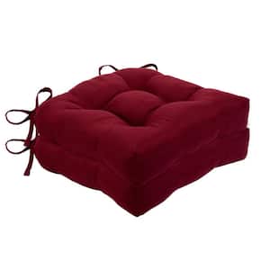 Chase Burgundy Solid Tufted Chair Seat Cushion Chair Pad (Set of 2)