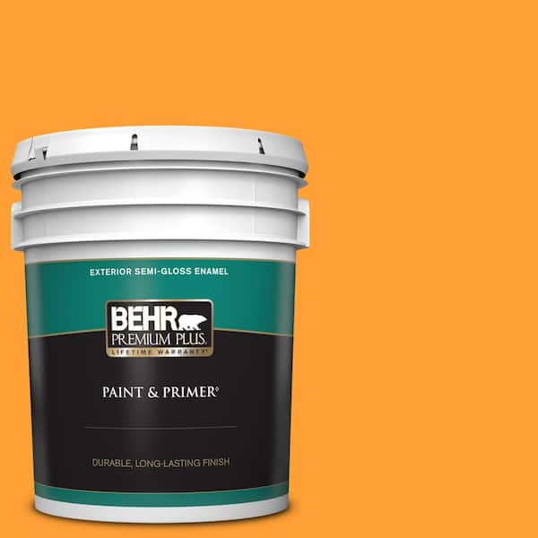 BEHR PREMIUM PLUS 5 gal. #P250-7 Blazing Bonfire Semi-Gloss Enamel Exterior Paint & Primer