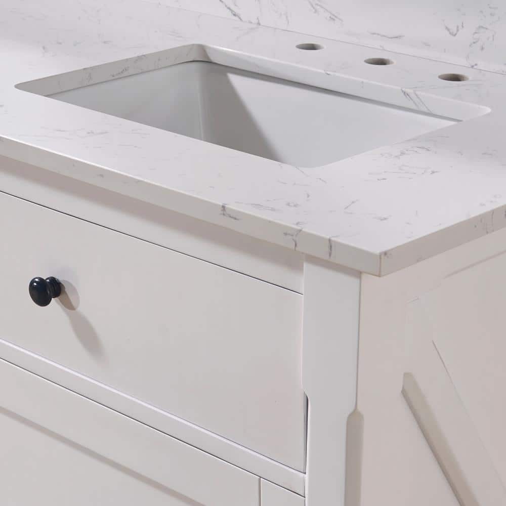 Trento 73" White Composite Stone Double Vanity Top with Sink