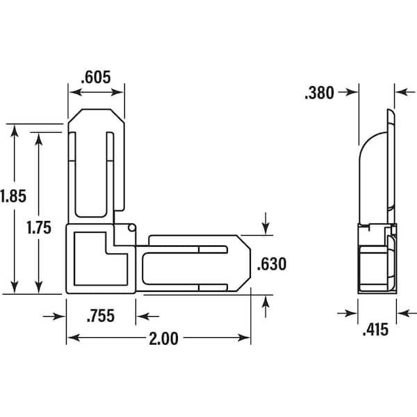 7/16 in. x 3/4 in. Gray Plastic Screen Frame Corner