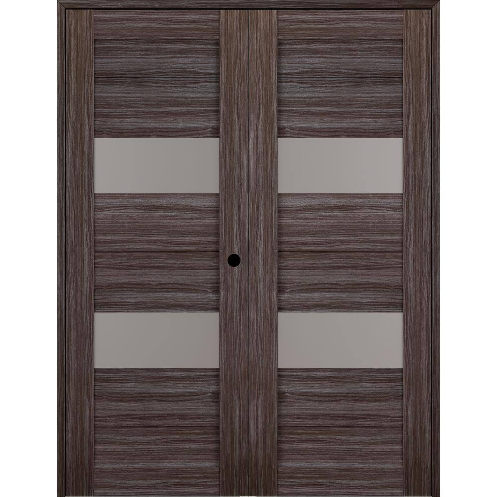 Berta 48 in. x 83,25 in. Left Hand Active 2-Lite Frosted Glass Gray Oak Wood Composite Double Prehung Interior Door price history on PriceWatchPro