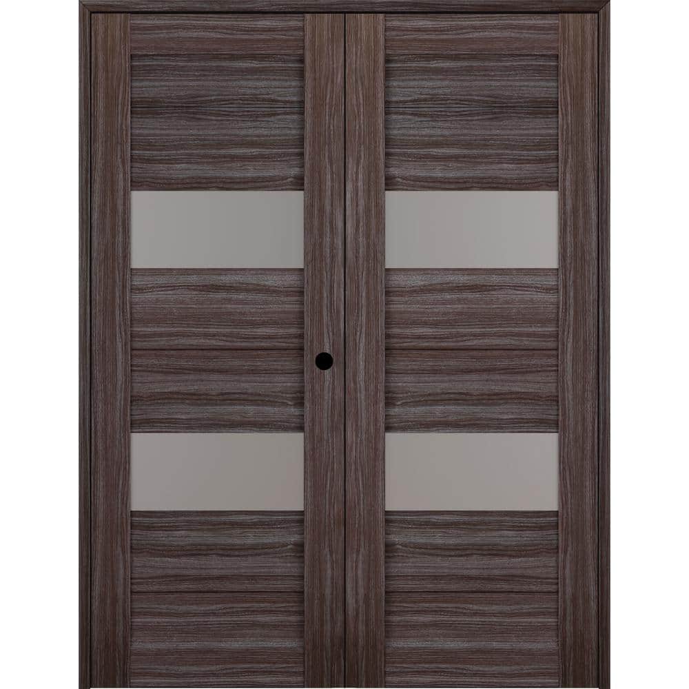 Berta 72 in. x 83,25 in. Left Hand Active 2-Lite Frosted Glass Gray Oak Wood Composite Double Prehung Interior Door price history on PriceWatchPro