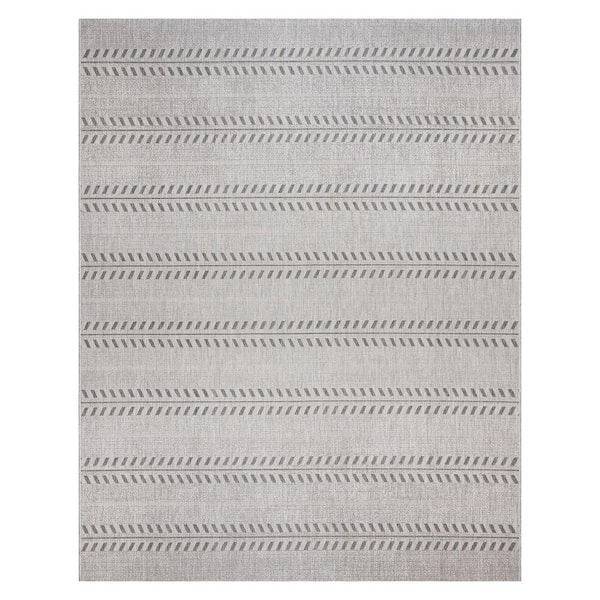Paseo Moran Stripe Ash/Steel 5 ft. x 7 ft. Striped Indoor/Outdoor Area Rug