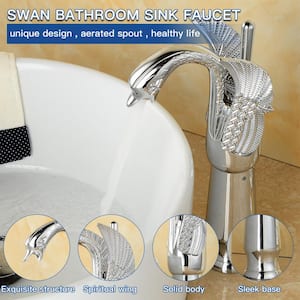 Swan Single Hole Single Handle Bathroom Vessel Sink Faucet With Pop Up Drain in Polished Chrome