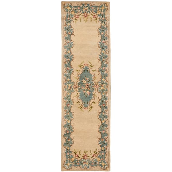 SAFAVIEH Bergama Ivory/Light Blue 2 ft. x 8 ft. Border Runner Rug