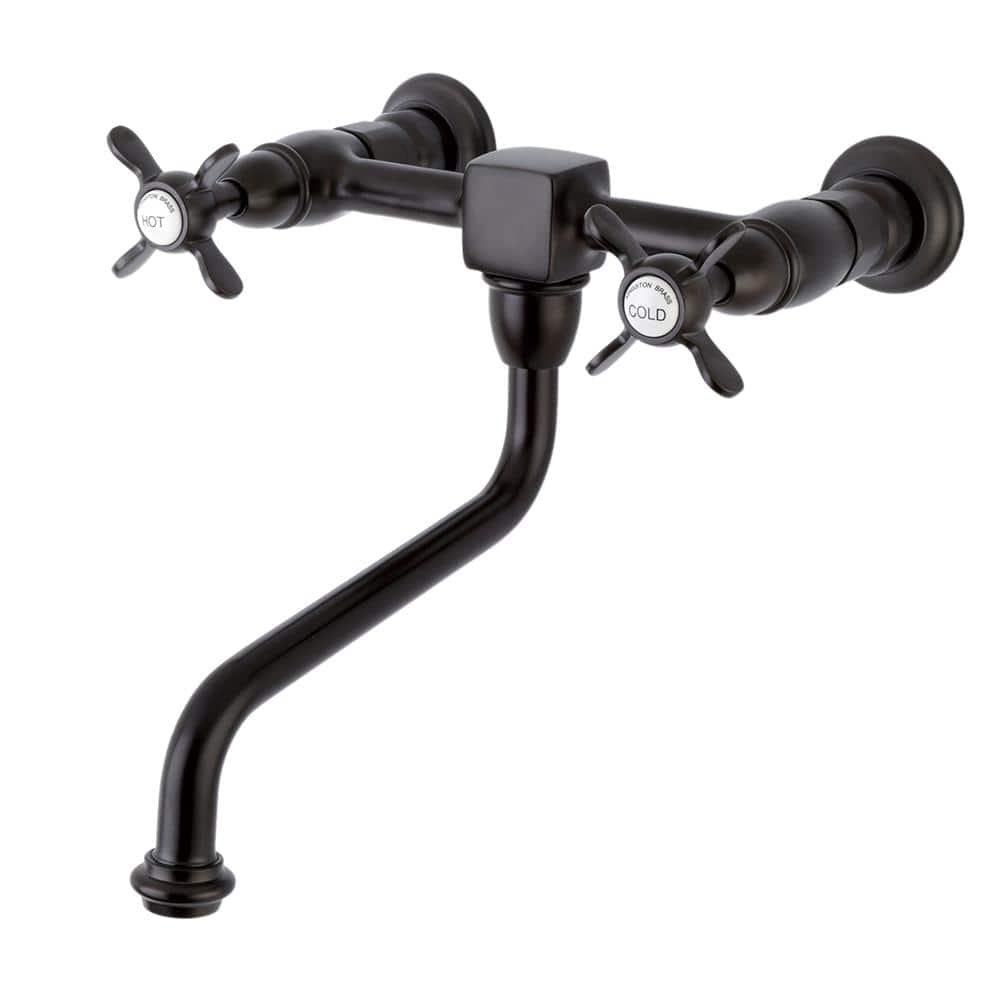 Kingston Brass Vintage Cross 2Handle Wall Mount Bathroom Faucet in Oil