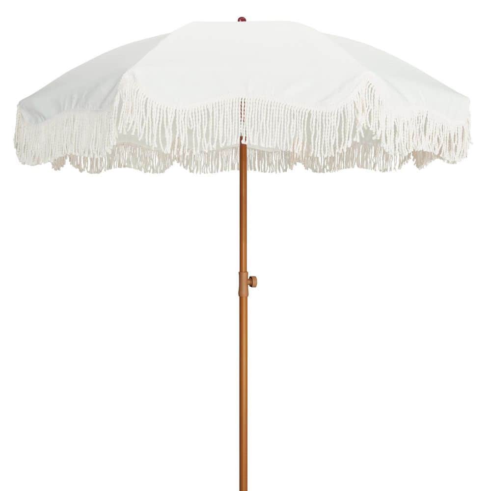 6.5 ft. Antique White Boho Fringe Outdoor Umbrella with UPF50 Sun Protection and Tilt price history on PriceWatchPro