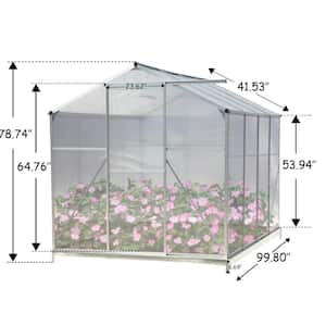 99.8 in. W x 74.8 in. L x 78.7 in. H Polycarbonate Walk-in Design Twin Wall Panel with UV Protection Greenhouse, Silver