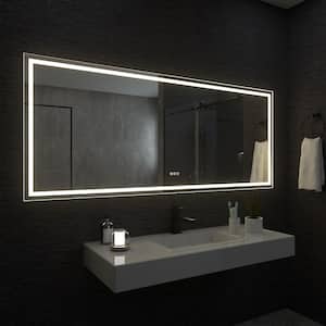 72 in. W x 30 in. H Rectangular Frameless LED Wall Bathroom Vanity Mirror