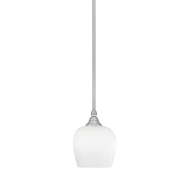 Unbranded Sparta 100-Watt 1-Light Brushed Nickel Shaded Pendant Light Mini Pendant with White Marble Glass and No Bulb Included