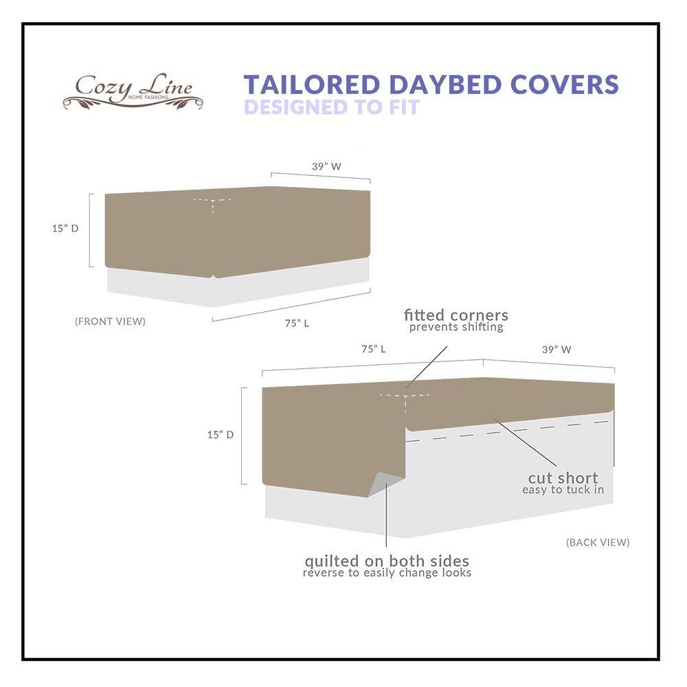 White Microfiber Twin Reversible Daybed Quilt Set