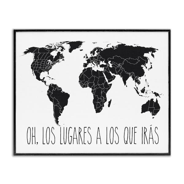 Stupell Industries Places to Go Translation by Lettered and Lined Black Framed Typography Giclee Art Print 24 in. x 30 in.