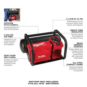 M18 FUEL 18-Volt Brushless Cordless 2 Gal. Electric Compact Quiet Air Compressor with 18-Gauge Narrow Crown Stapler