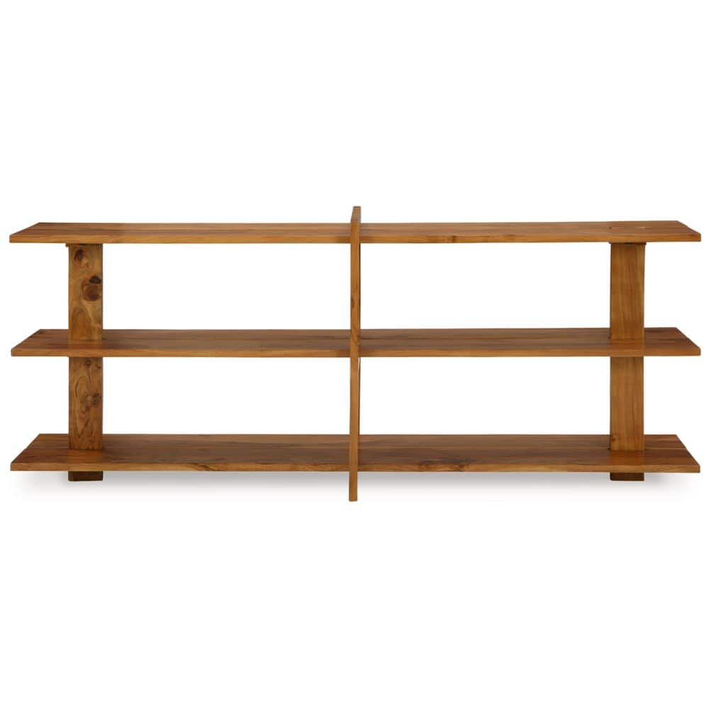 Fayemour 78" Light Brown Solid Wood Console Table with Storage