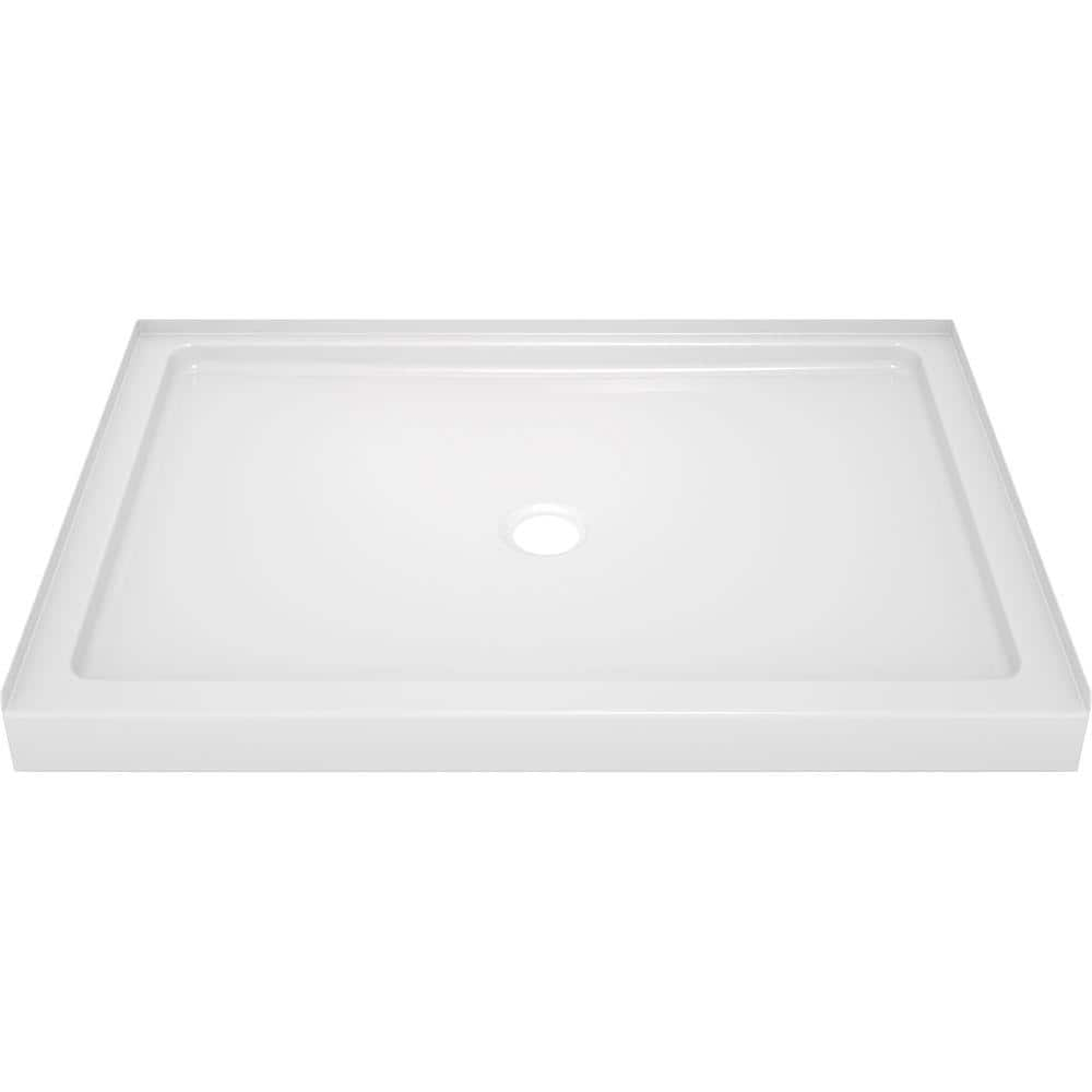 Delta Classic 400 48 X 34 Alcove Shower Pan Base With Center Drain In High Gloss White 40074 5357