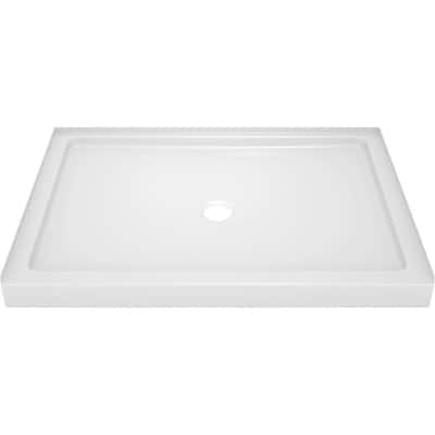 Classic 400 48 in. L x 34 in. W Alcove Shower Pan Base with Center Drain in High Gloss White
