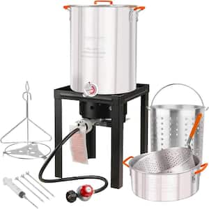 30 qt. Outdoor Turkey Deep Fryer Set Seafood Boiler Kit, Fish Fryer with Crawfish Boil Pot Basket 55000 BTU Gas Burner