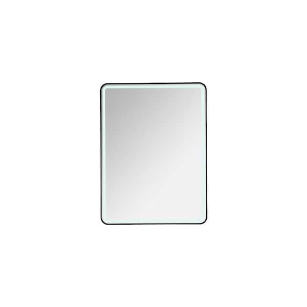 ROSWELL Piceno 24 in. W x 32 in. H Rectangle Framed LED Bathroom Vanity Mirror in Matt Black