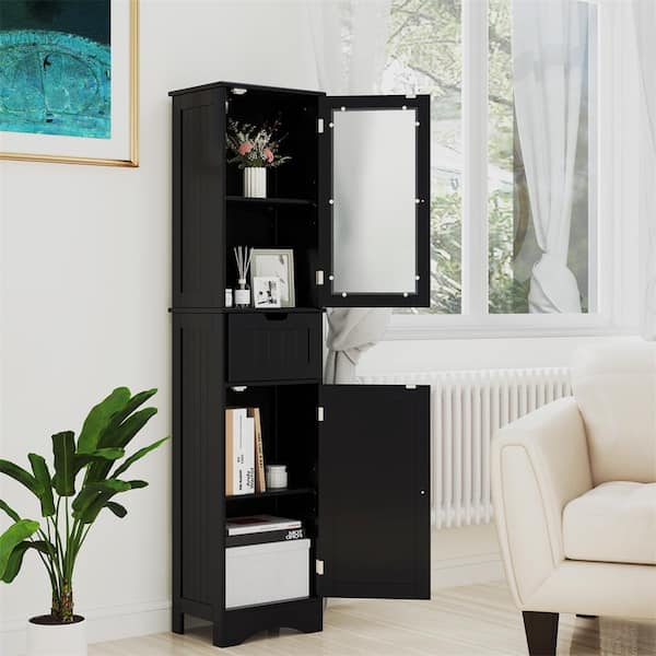 Costway 16 in. W x 12 in. D x 67 in. H Black Bathroom Tall