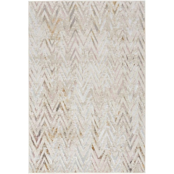 Nourison Glam Multicolor 5 ft. x 7 ft. Chevron Contemporary Area Rug