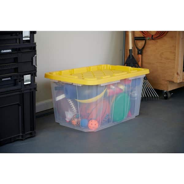 CeilBlue Extra Large Storage Tote with Lid 26.9 L x 17 W x 12.6 H - Semi  Clear