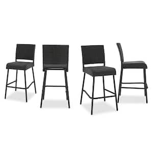 Neal Plastic Faux Rattan Outdoor Patio Bar Stool (4-Pack)