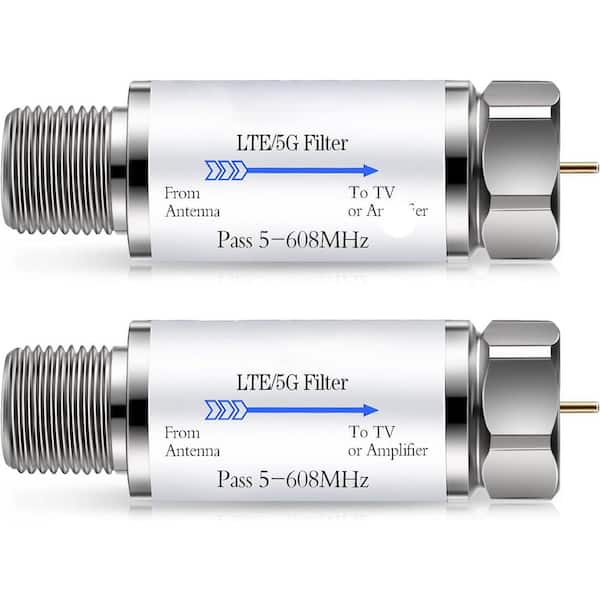 LTE Filter for TV Antenna Signal Interference Reduction Indoor Outdoor Installation 5-608 MHz 2 Pack