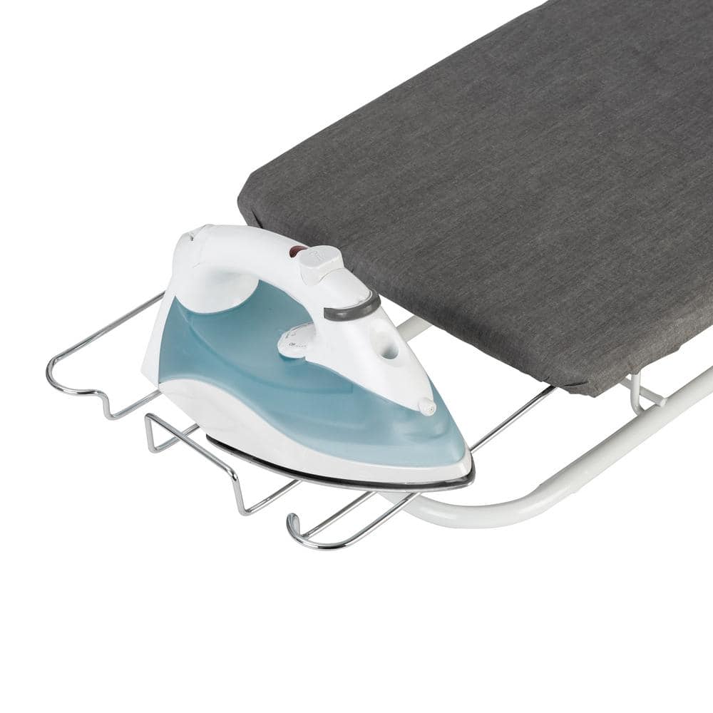 Compact Gray and White Steel Tabletop Ironing Board