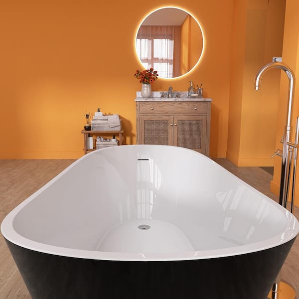 でばす Zeafive 59 in. x 29.15 in. Freestanding Soaking Bathtub Double